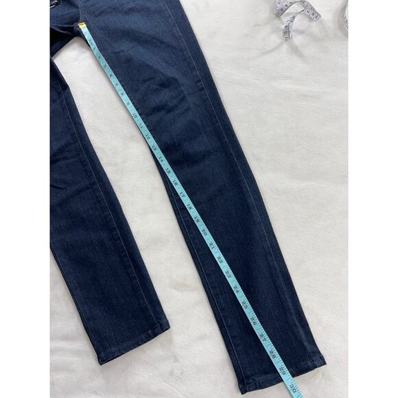 Paige Transcend Mid Rise Indio Zip Skinny Dark Blue Denim Jean Moto Grunge Boho - Picture 9 of 9